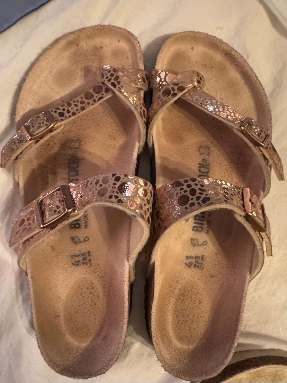 Birkenstock Women’s Metallic Rose Two-Strap Sandals